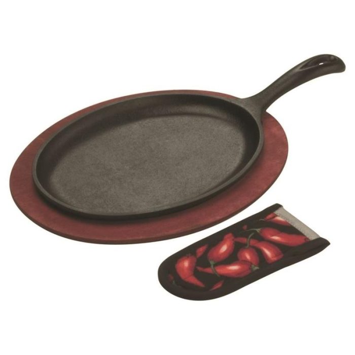 嘶嘶声fajita_skillet_set_3_piece_10”；x_7“；（25.4x17.78厘米）